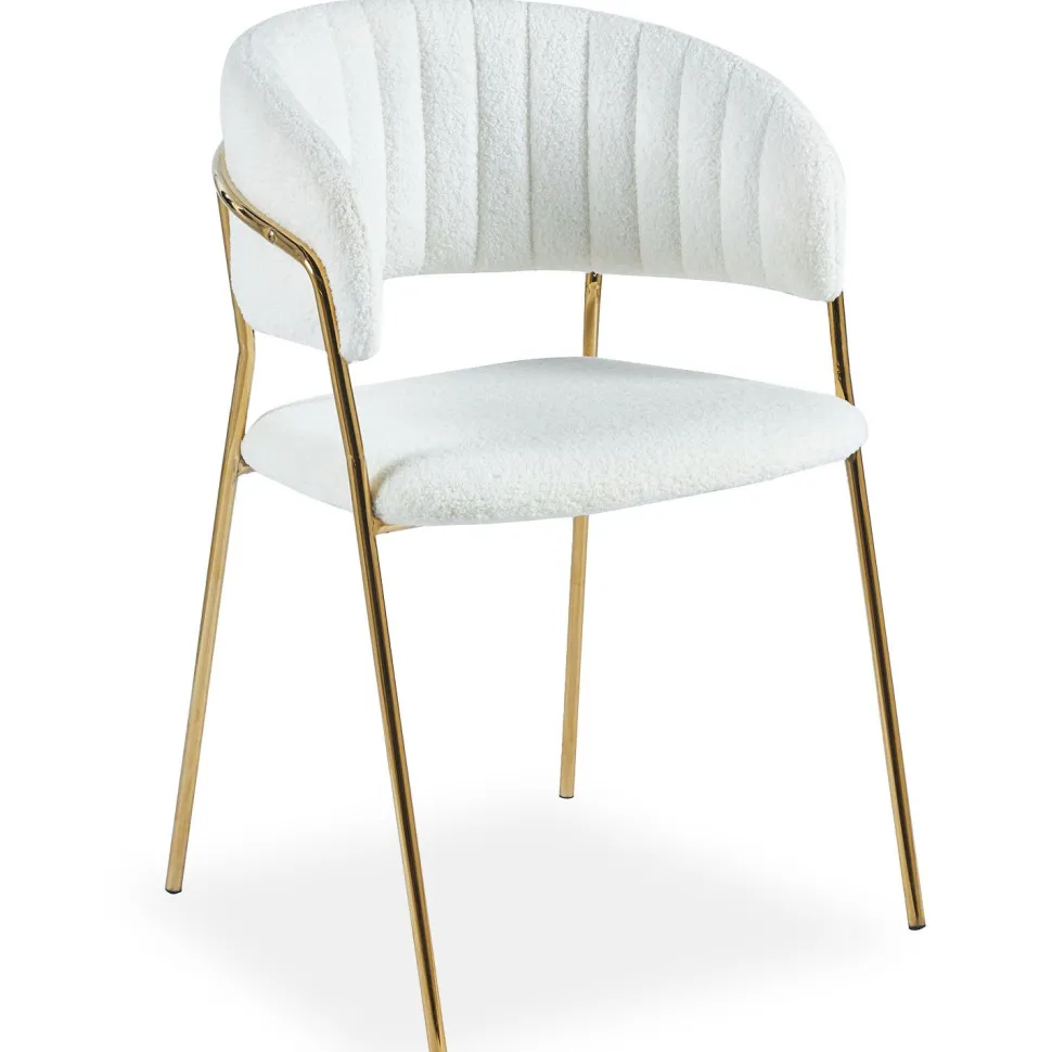 Lot de 4 chaises Tabata Tissu Bouclette Crème