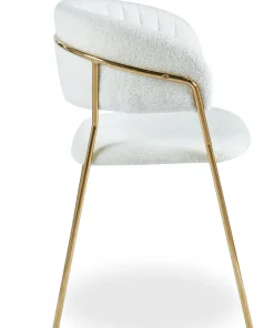 Lot de 4 chaises Tabata Tissu Bouclette Crème