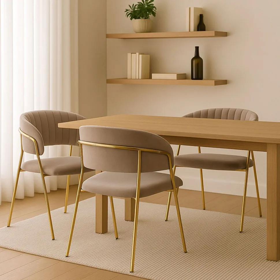 Lot de 4 chaises Tabata Velours Taupe