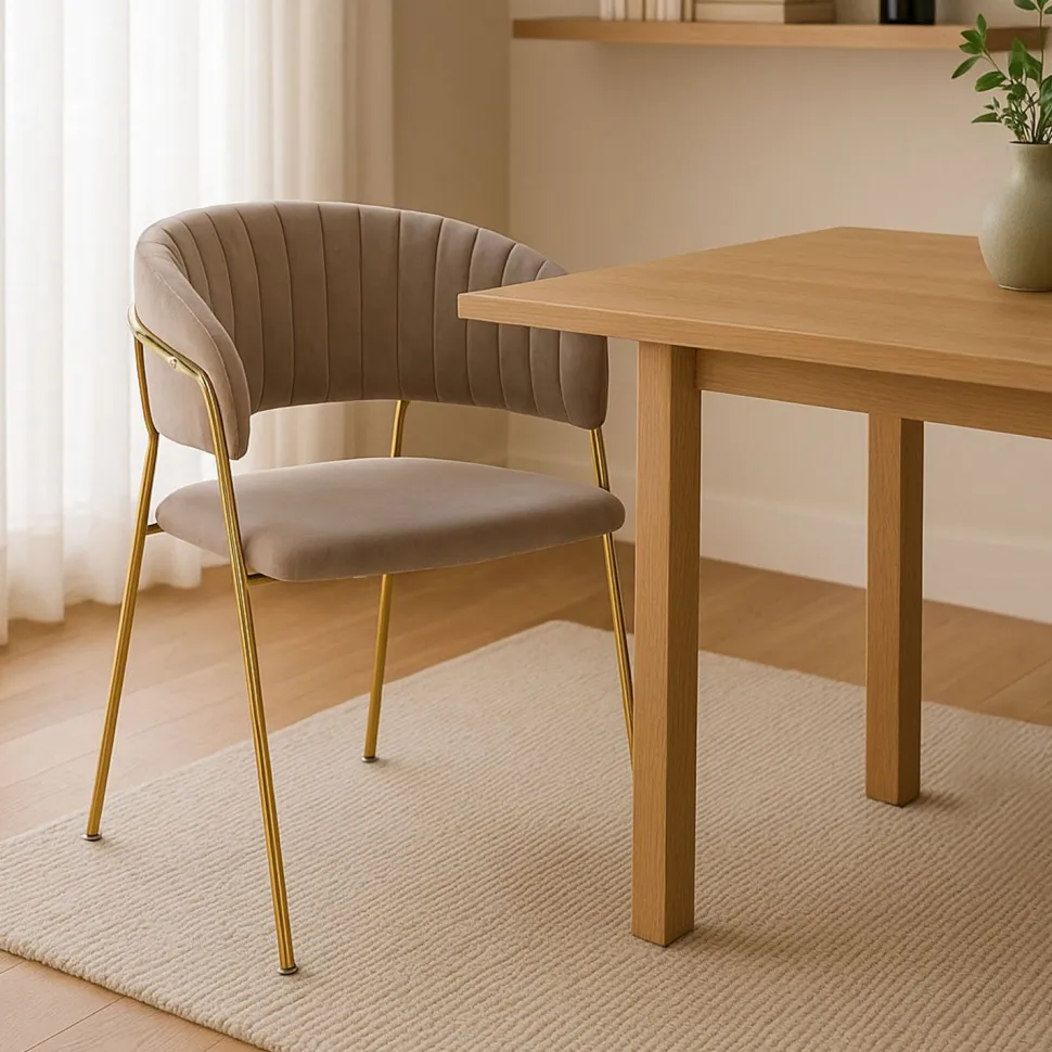 Lot de 4 chaises Tabata Velours Taupe