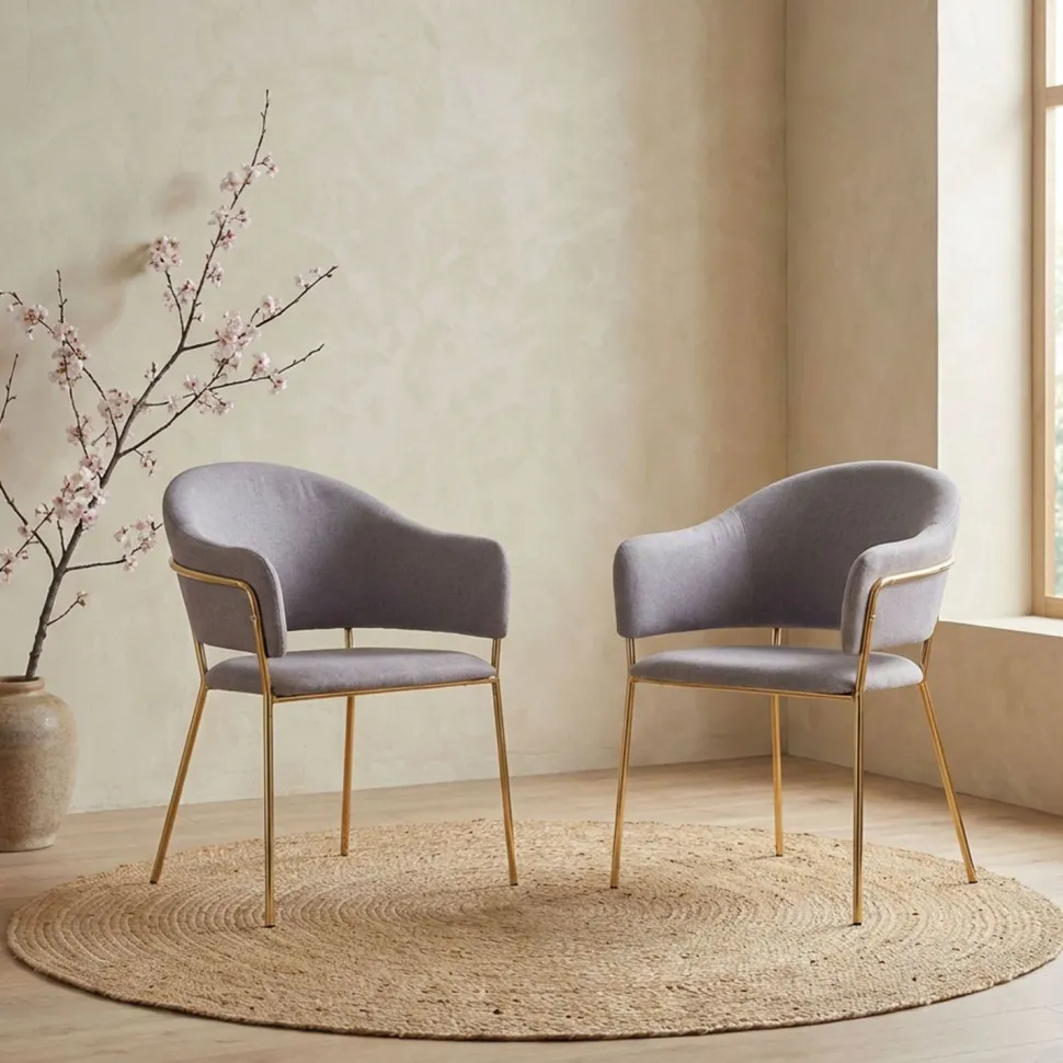 Lot de 2 chaises/fauteuils Ulrick Tissu Gris