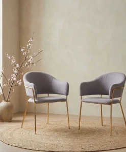 Lot de 2 chaises/fauteuils Ulrick Tissu Gris