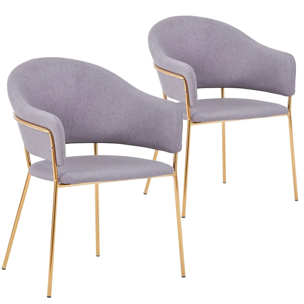 Lot de 2 chaises/fauteuils Ulrick Tissu Gris
