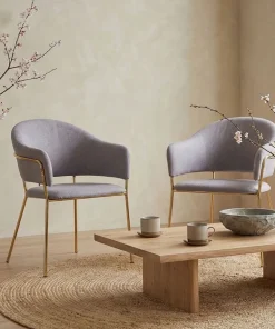 Lot de 2 chaises/fauteuils Ulrick Tissu Gris