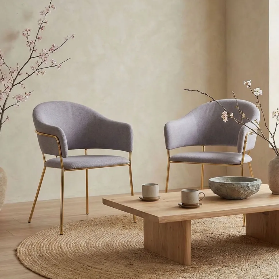Lot de 2 chaises/fauteuils Ulrick Tissu Gris