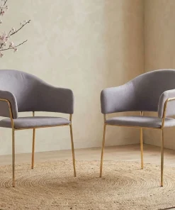 Lot de 2 chaises/fauteuils Ulrick Tissu Gris