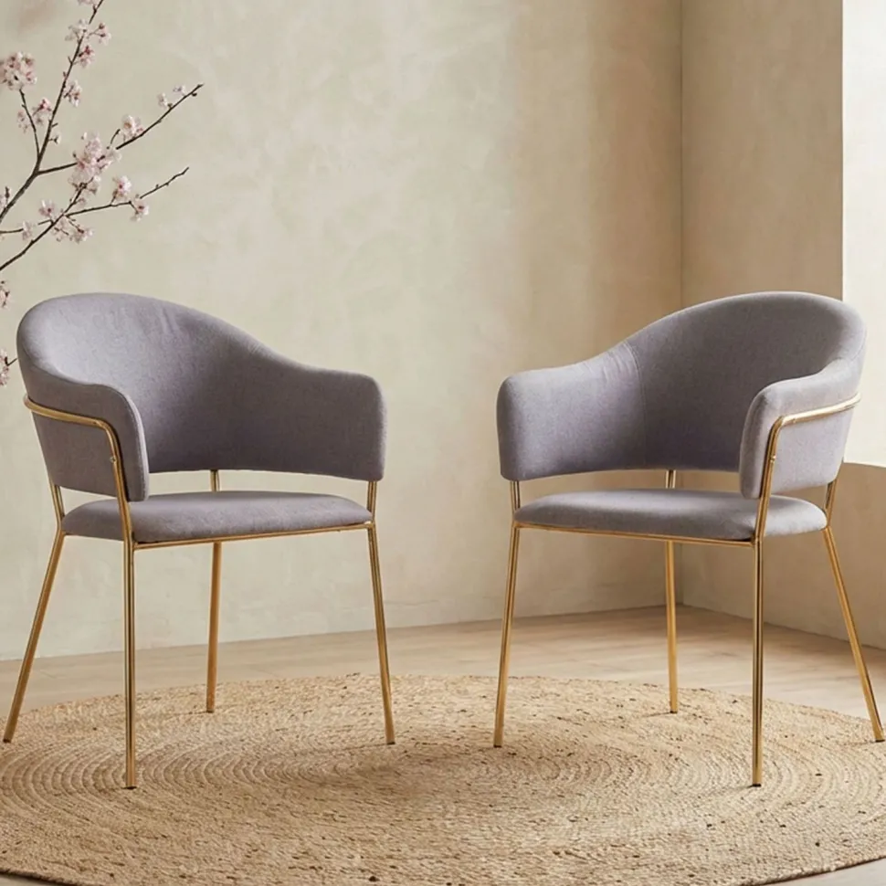Lot de 2 chaises/fauteuils Ulrick Tissu Gris