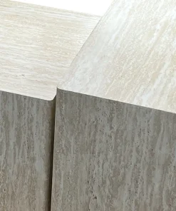 Lot de 3 tables basses Balkor Effet Travertin Beige
