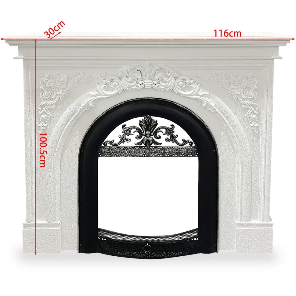 Manteau de cheminée style classique L116cm Arcane Blanc texturé