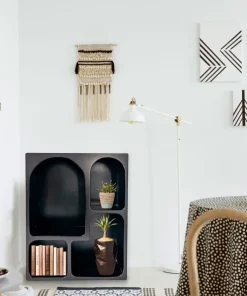 Meuble de rangement à étagères en arche Mojik L60cm Bois Noir