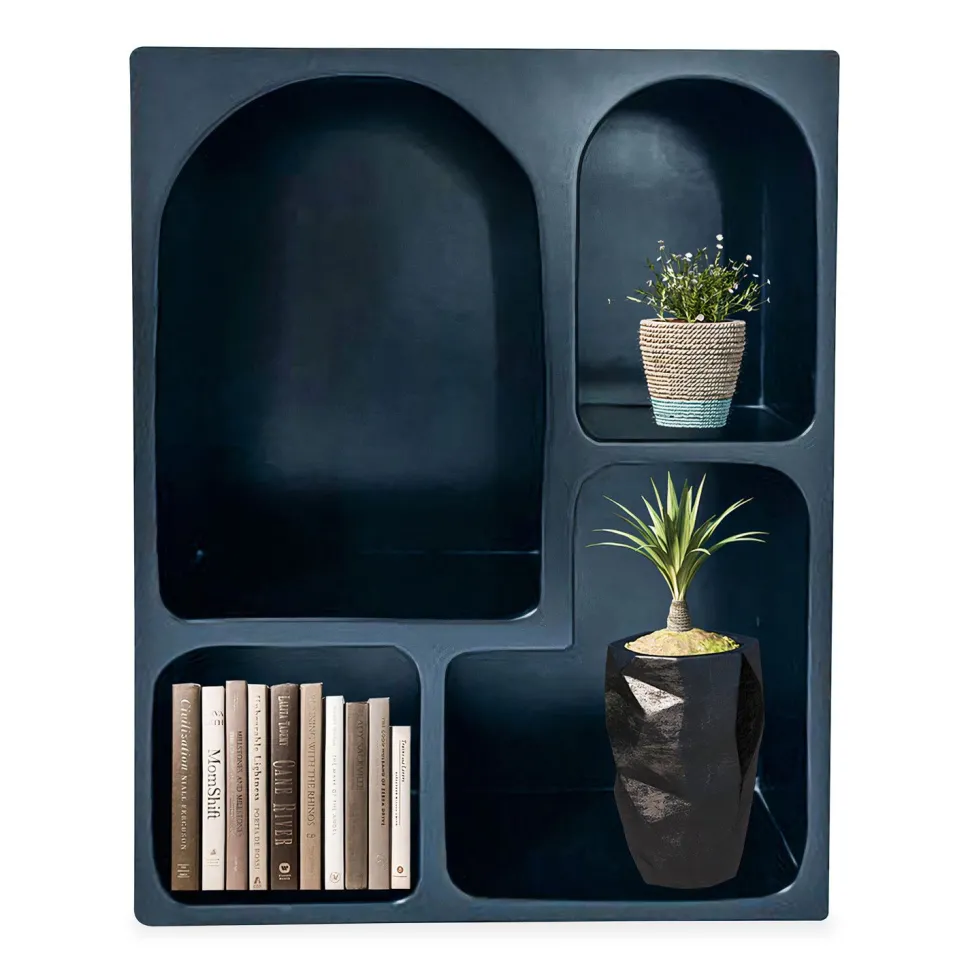Meuble de rangement à étagères en arche Mojik L60cm Bois Noir