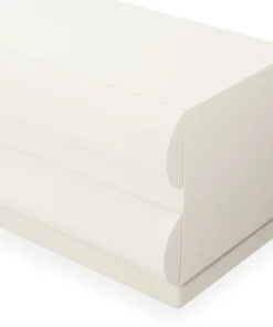 Meuble tv 8 tiroirs arrondis Mezade L180cm Crème
