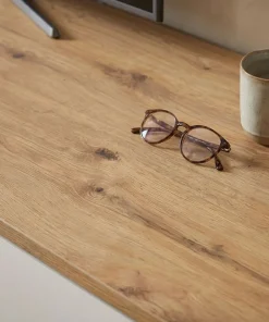 Meuble TV au design linéaire Iliade L180cm Bois clair et Blanc