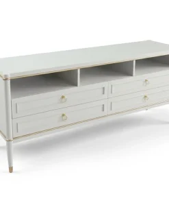 Meuble TV élégant 4 tiroirs Optimus Beige clair et Or