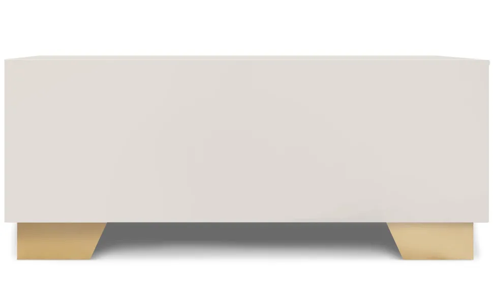 Meuble TV moderne 4 tiroirs Nestor Taupe clair et Or