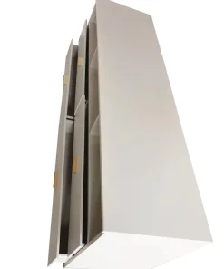 Meuble TV moderne 4 tiroirs Nestor Taupe clair et Or