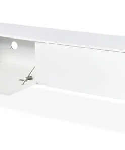 Meuble TV moderne avec 2 portes Valmain L180cm Blanc et Métal Noir