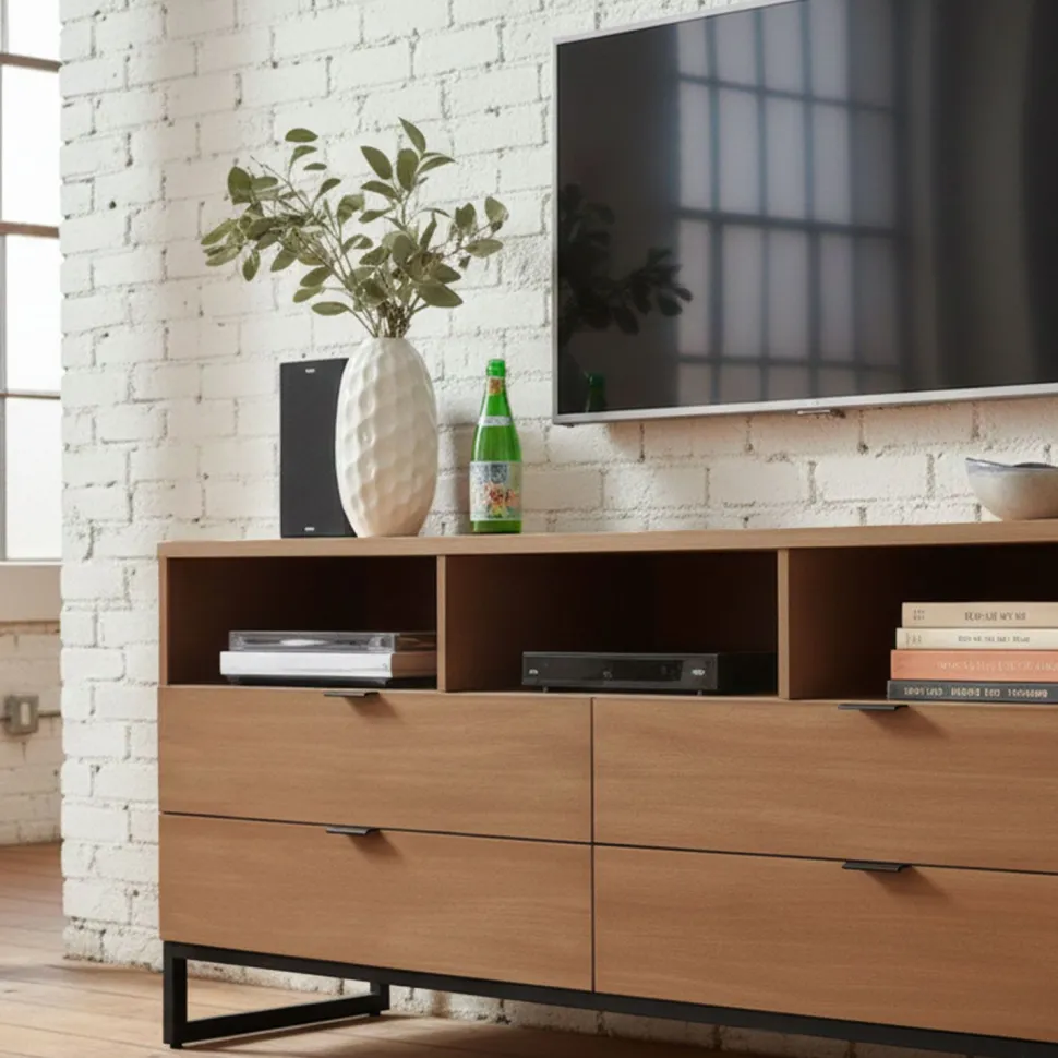 Meuble TV Panara L150cm Bois d'acacia patiné