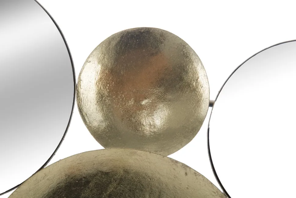 Miroir décoratif en métal doré formes géométriques et verre