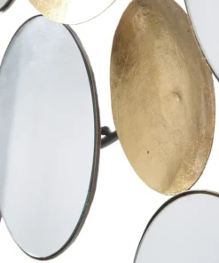 Miroir décoratif en métal doré formes géométriques et verre