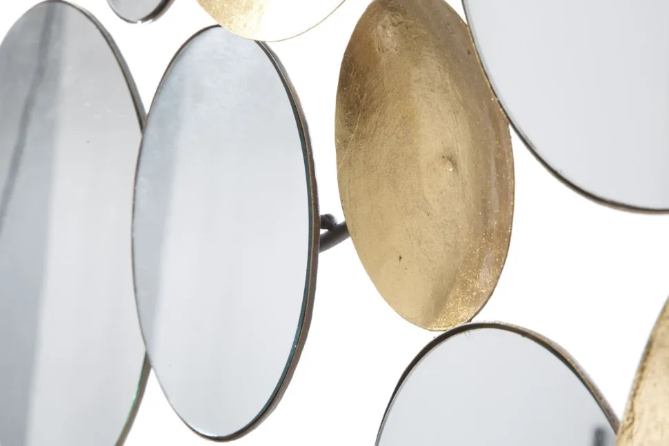 Miroir décoratif en métal doré formes géométriques et verre