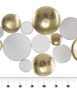 Miroir décoratif en métal doré formes géométriques et verre
