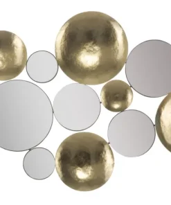 Miroir décoratif en métal doré formes géométriques et verre