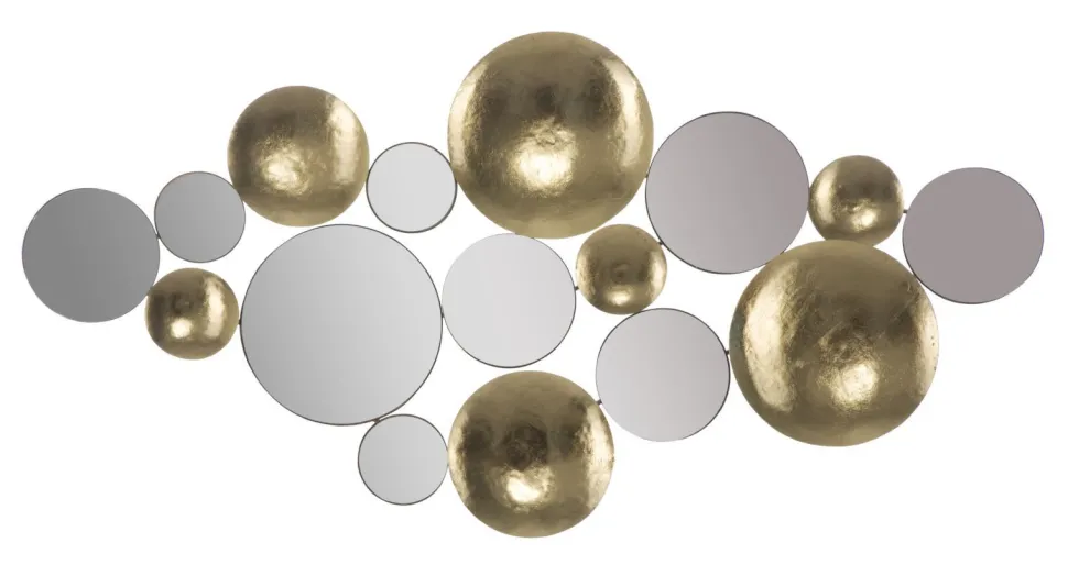 Miroir décoratif en métal doré formes géométriques et verre