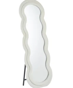 Miroir en pied décoratif design ondulé Andromak 70x170cm Velours Crème