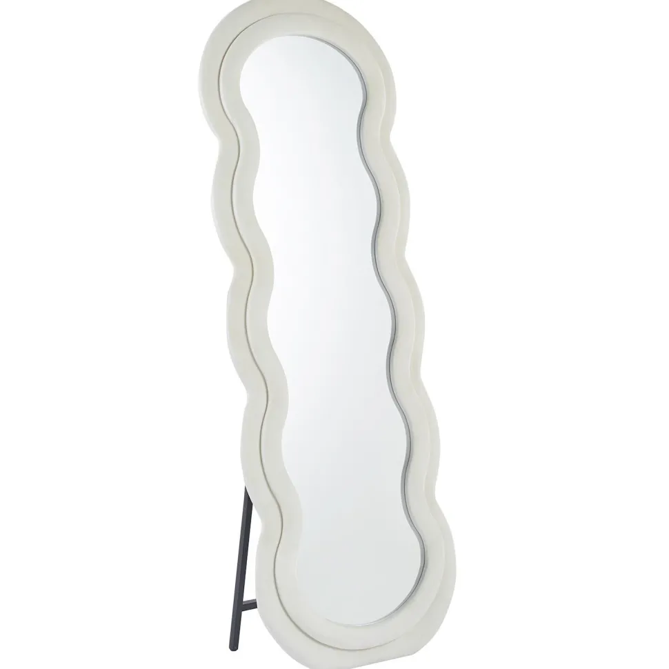 Miroir en pied décoratif design ondulé Andromak 70x170cm Velours Crème