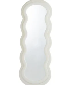 Miroir en pied décoratif design ondulé Andromak 70x170cm Velours Crème