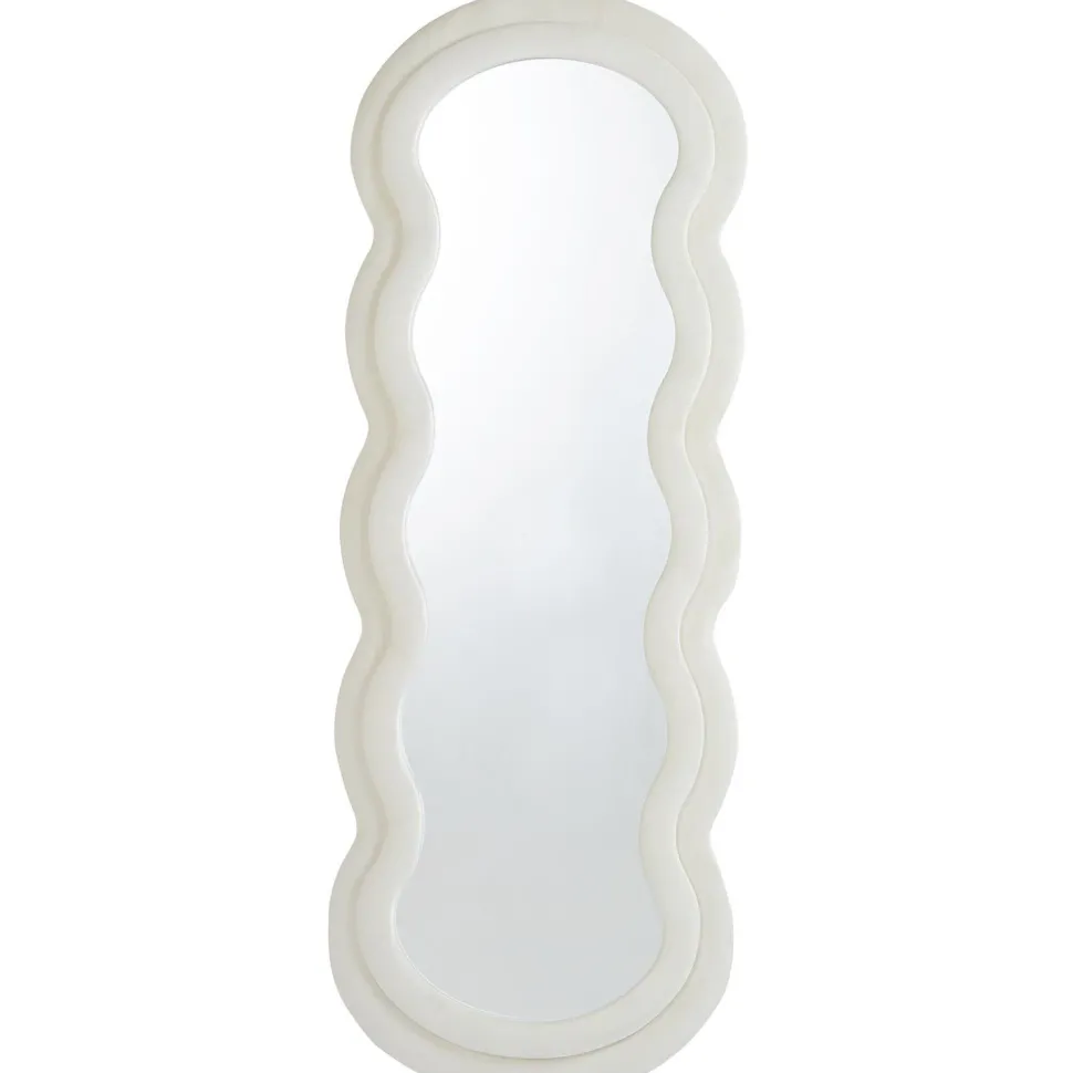 Miroir en pied décoratif design ondulé Andromak 70x170cm Velours Crème