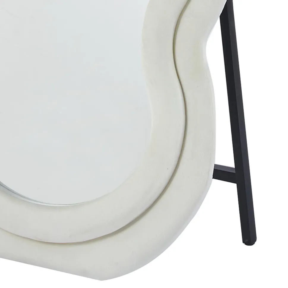 Miroir en pied décoratif design ondulé Andromak 70x170cm Velours Crème