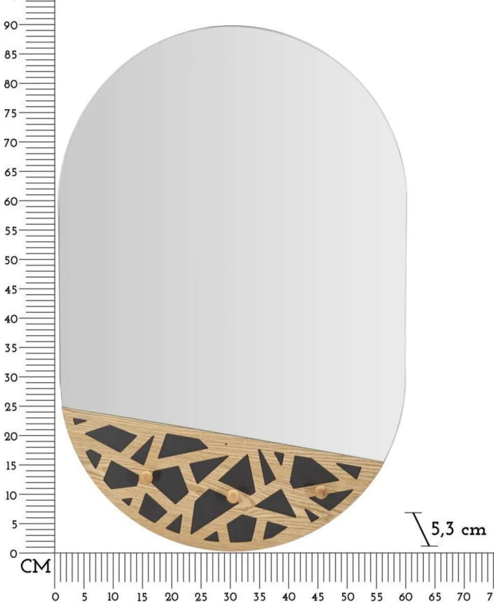 Miroir mural Abiti en M.D.F multicolore décorations en bois et 3 crochets