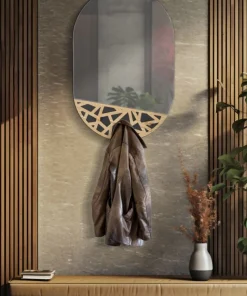 Miroir mural Abiti en M.D.F multicolore décorations en bois et 3 crochets