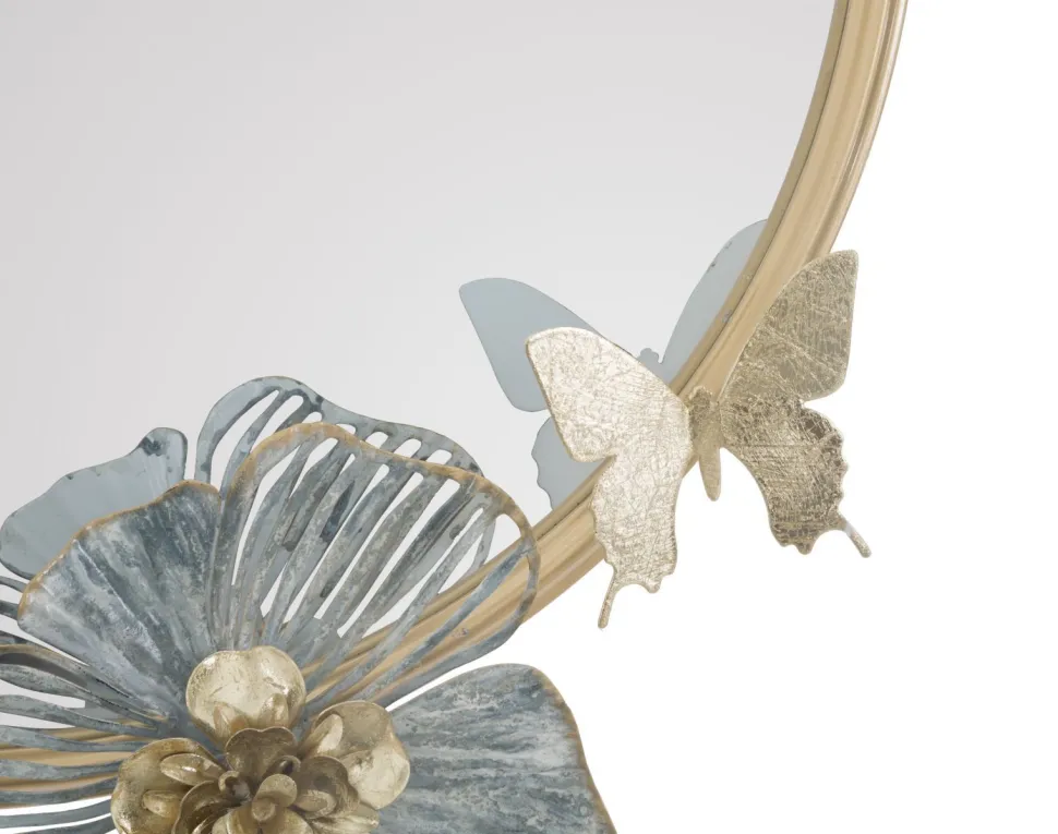 Miroir mural Amy métal doré décor floral pastel