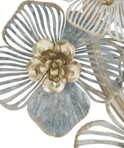 Miroir mural Amy métal doré décor floral pastel