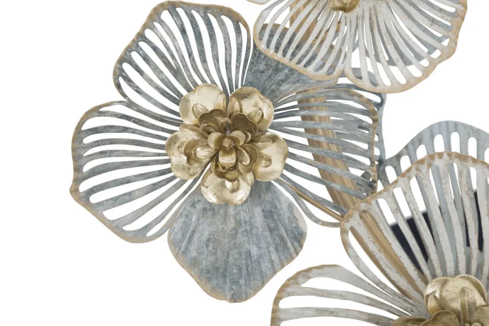 Miroir mural Amy métal doré décor floral pastel