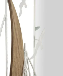 Miroir mural cadre métal Blanc inserts en bois marron