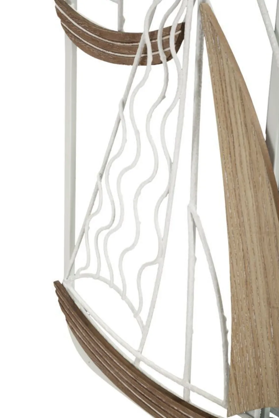 Miroir mural cadre métal Blanc inserts en bois marron