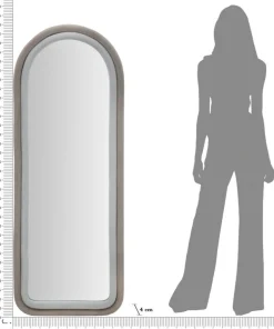Miroir mural Cloe cadre en bois M.D.F et Tissu Velours Gris