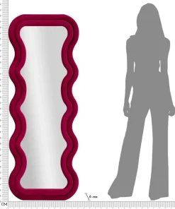 Miroir mural Emily Velours Fuchsia cadre ondulé