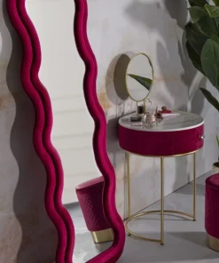 Miroir mural Emily Velours Fuchsia cadre ondulé