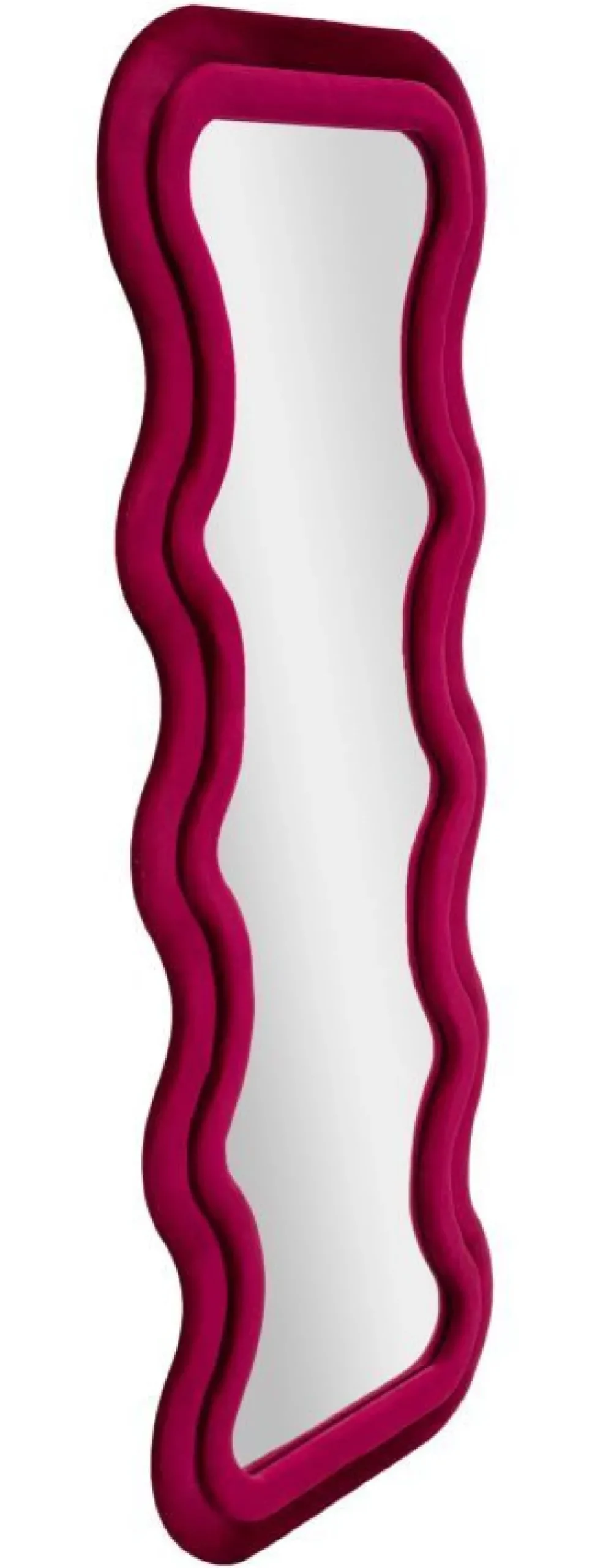 Miroir mural Emily Velours Fuchsia cadre ondulé