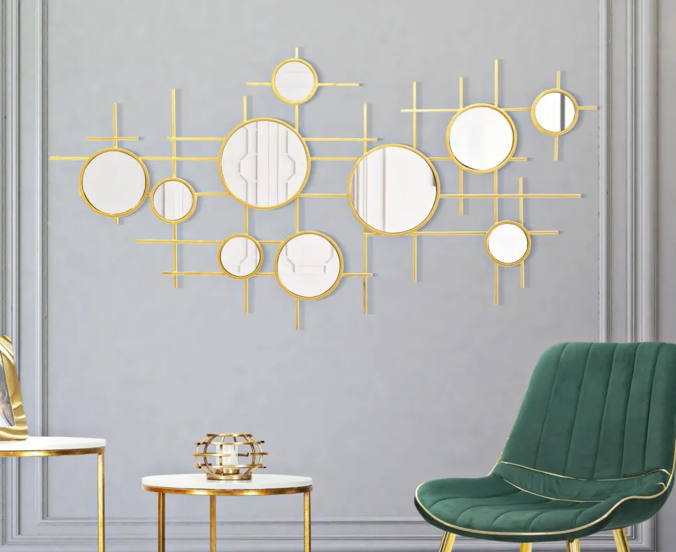 Miroir mural géométrique Gloxy doré