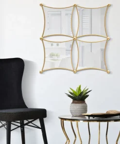 Miroir mural géométrique JALO métal doré et verre