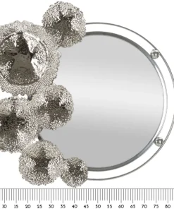 Miroir mural Kandi en métal argenté décor floral