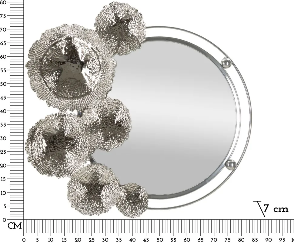 Miroir mural Kandi en métal argenté décor floral