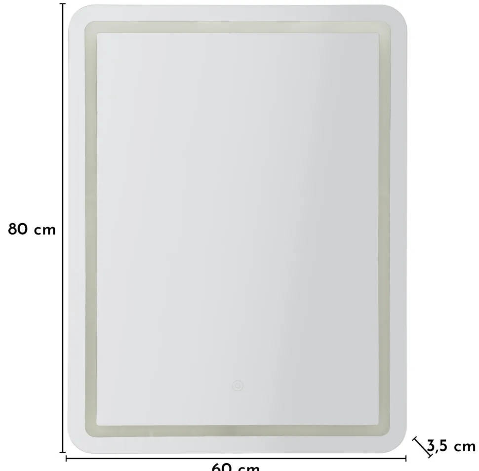 Miroir mural LED rectangulaire Simple