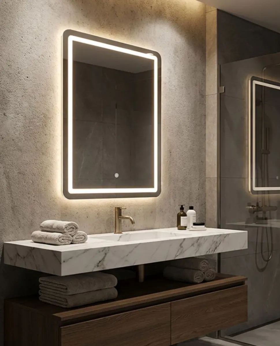 Miroir mural LED rectangulaire Simple